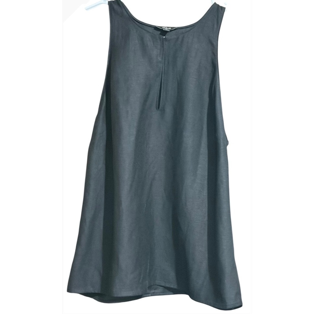 Rails Pixie Linen Blend Sleeveless Tank Top Black Keyhole Women's Medium